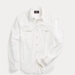 NEW Ralph Lauren RRL Men’s White Slim Fit Poplin Western Shirt